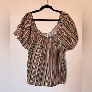 Women’s Joyspun Size 3x Colorful striped Cotton puff sleeve sleep top